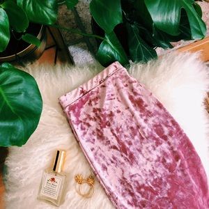 Pink Velvet Body-Con Mini Skirt